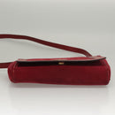CELINE Shoulder Bag Suede Leather Red Gold Auth bs23556-5