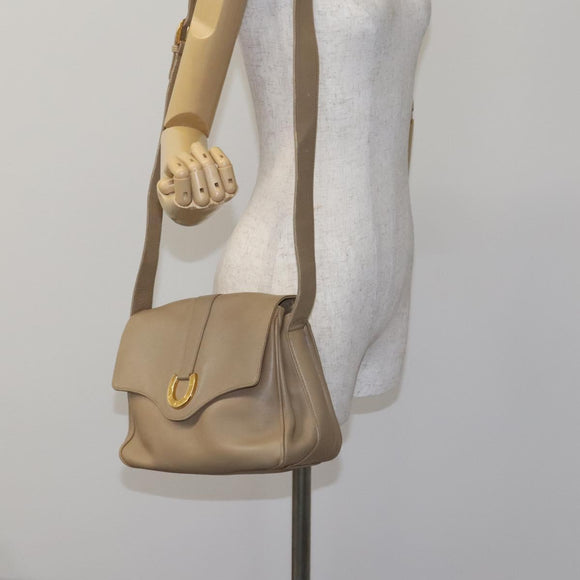 GUCCI Shoulder Bag Leather Beige Gold 001 2113 1601 Auth bs23558