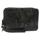 Salvatore Ferragamo Clutch Bag Leather Black Gold Auth bs23562-1