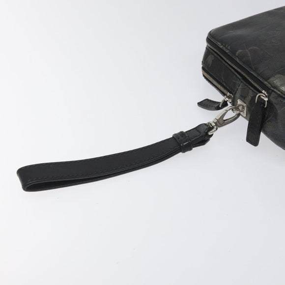 Salvatore Ferragamo Clutch Bag Leather Black Gold Auth bs23562