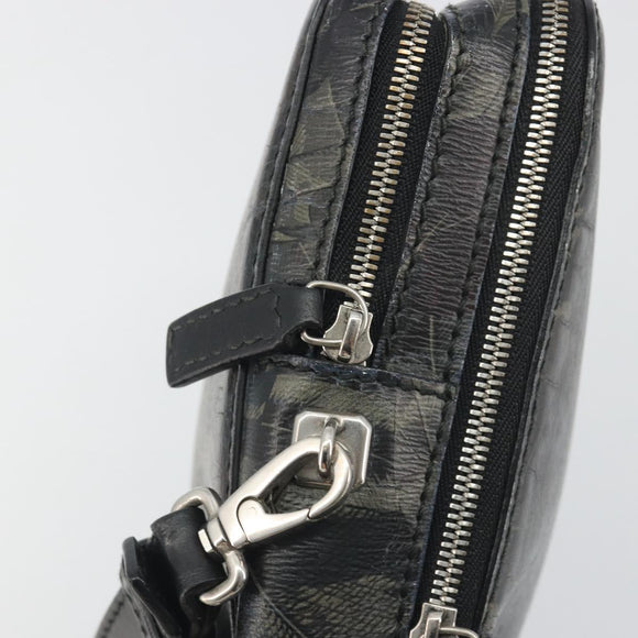 Salvatore Ferragamo Clutch Bag Leather Black Gold Auth bs23562
