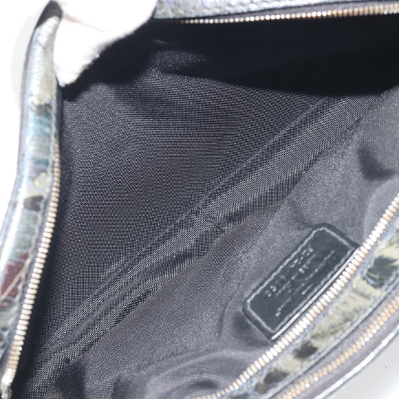 Salvatore Ferragamo Clutch Bag Leather Black Gold Auth bs23562
