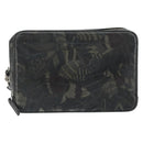 Salvatore Ferragamo Clutch Bag Leather Black Gold Auth bs23562-13