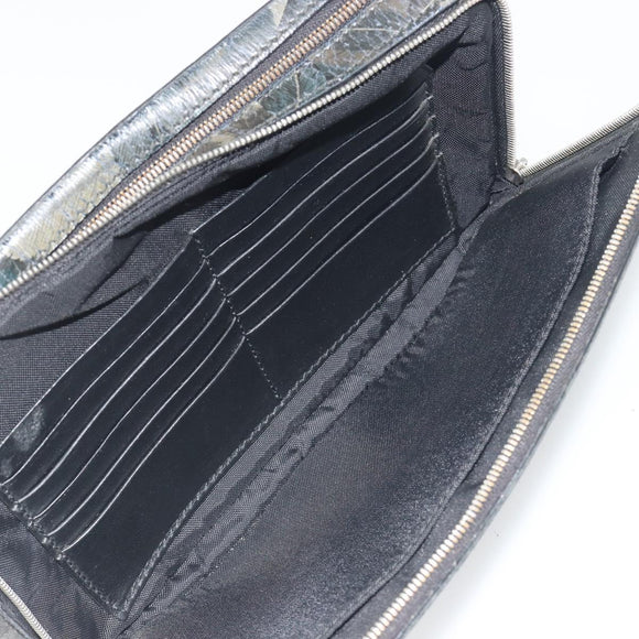 Salvatore Ferragamo Clutch Bag Leather Black Gold Auth bs23562
