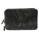 Salvatore Ferragamo Clutch Bag Leather Black Gold Auth bs23562-13