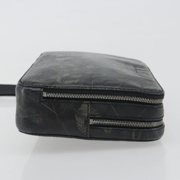 Salvatore Ferragamo Clutch Bag Leather Black Gold Auth bs23562