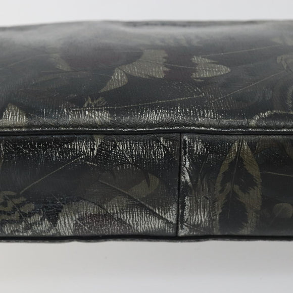 Salvatore Ferragamo Clutch Bag Leather Black Gold Auth bs23562