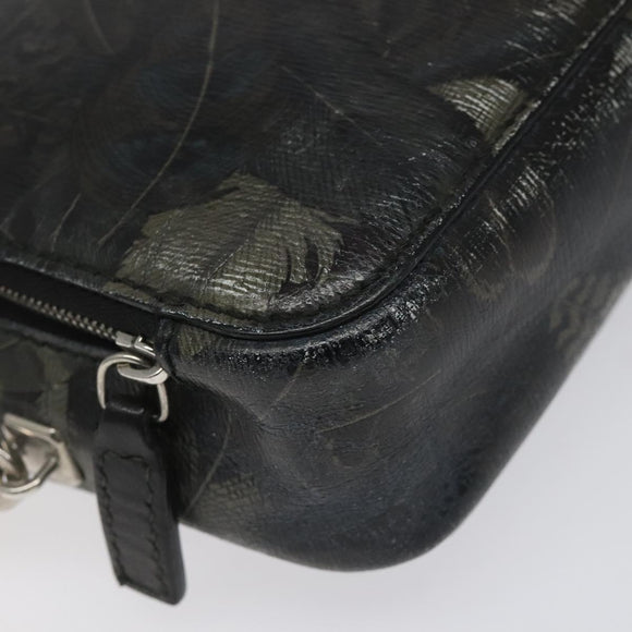 Salvatore Ferragamo Clutch Bag Leather Black Gold Auth bs23562