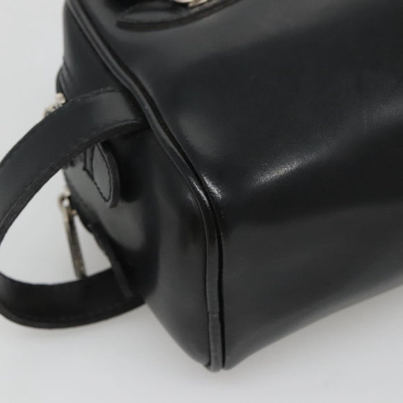 Gianni Versace Clutch Bag Leather Black Silver Auth bs23563