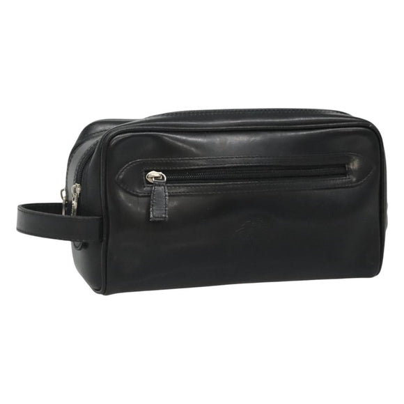 Gianni Versace Clutch Bag Leather Black Silver Auth bs23563