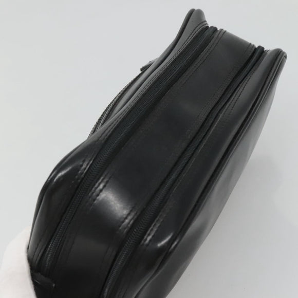 Gianni Versace Clutch Bag Leather Black Silver Auth bs23563
