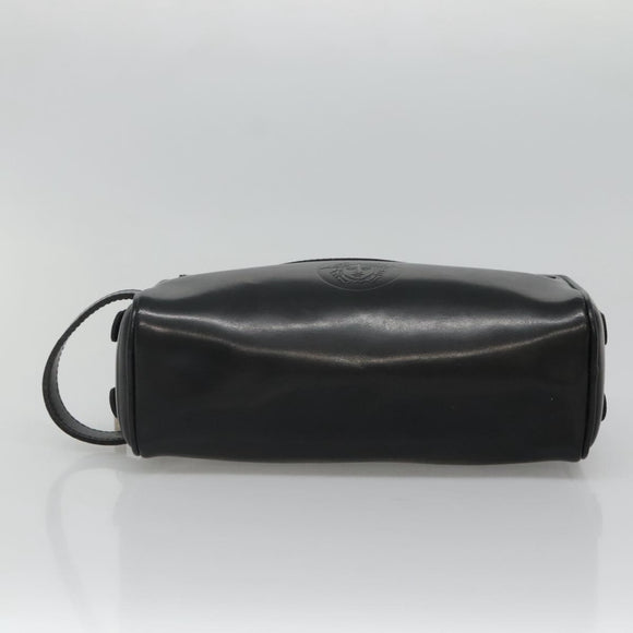 Gianni Versace Clutch Bag Leather Black Silver Auth bs23563