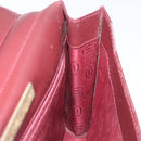 CARTIER Clutch Bag Leather Bordeaux Gold Auth bs23567-17