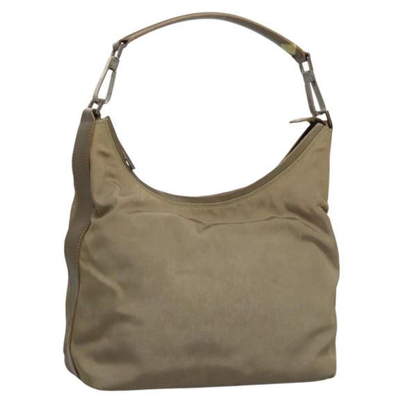 GUCCI Shoulder Bag Nylon Beige Silver 000 602 Auth bs23586