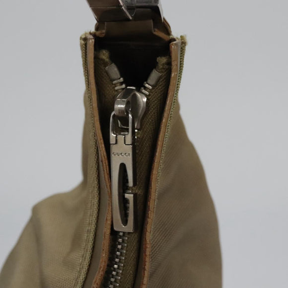 GUCCI Shoulder Bag Nylon Beige Silver 000 602 Auth bs23586