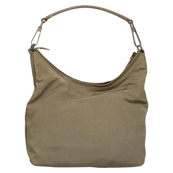 GUCCI Shoulder Bag Nylon Beige Silver 000 602 Auth bs23586
