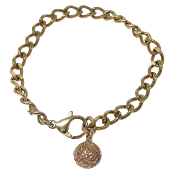 CHANEL Stone Bracelet metal Gold CC Auth bs23590