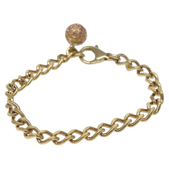 CHANEL Stone Bracelet metal Gold CC Auth bs23590