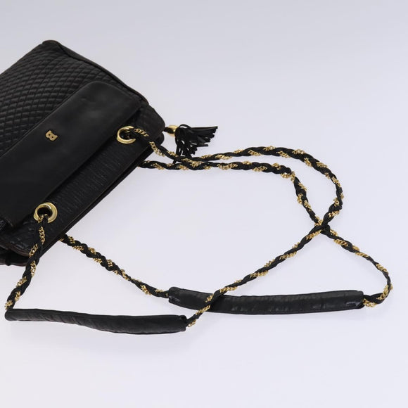 BALLY Quilted Chain Shoulder Bag Leather 2 Set Brown Beige Auth bs23601