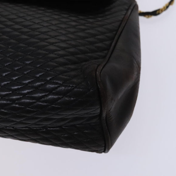 BALLY Quilted Chain Shoulder Bag Leather 2 Set Brown Beige Auth bs23601