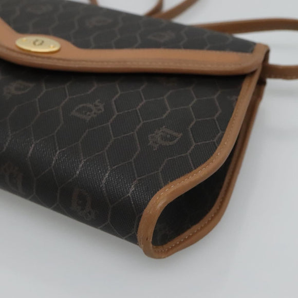 Christian Dior Honeycomb Canvas Shoulder Bag PVC Black Auth bs23609