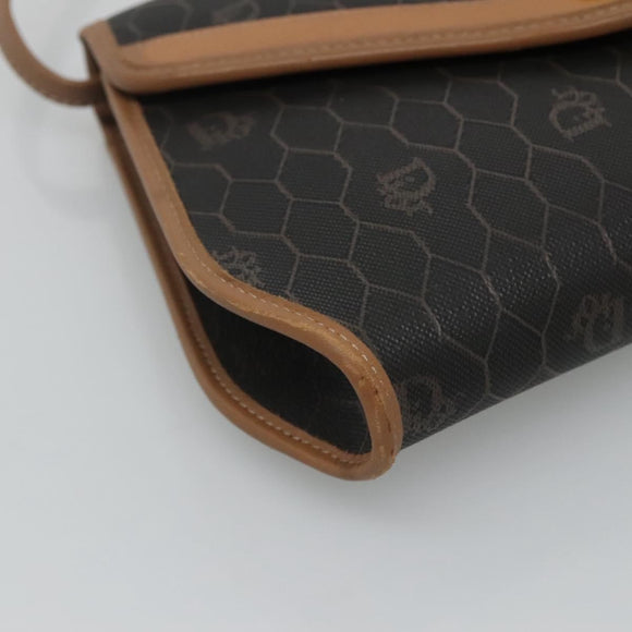 Christian Dior Honeycomb Canvas Shoulder Bag PVC Black Auth bs23609