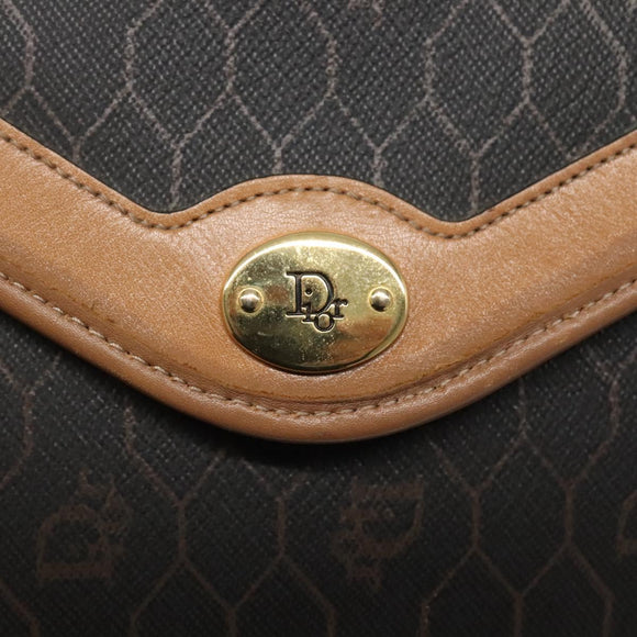 Christian Dior Honeycomb Canvas Shoulder Bag PVC Black Auth bs23609