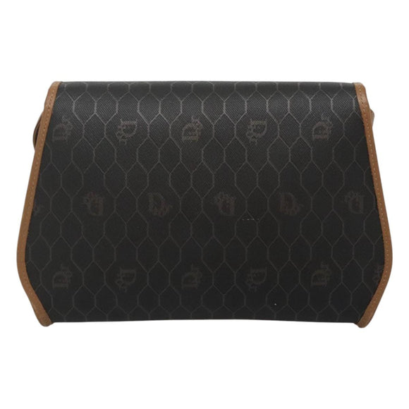 Christian Dior Honeycomb Canvas Shoulder Bag PVC Black Auth bs23609