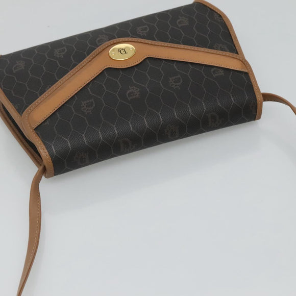 Christian Dior Honeycomb Canvas Shoulder Bag PVC Black Auth bs23609