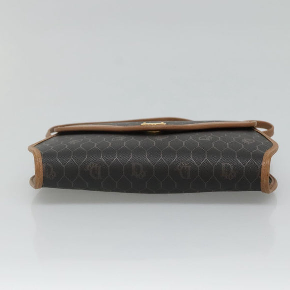 Christian Dior Honeycomb Canvas Shoulder Bag PVC Black Auth bs23609