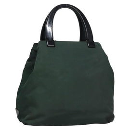 PRADA Hand Bag Nylon plastic Khaki Silver Auth bs23618