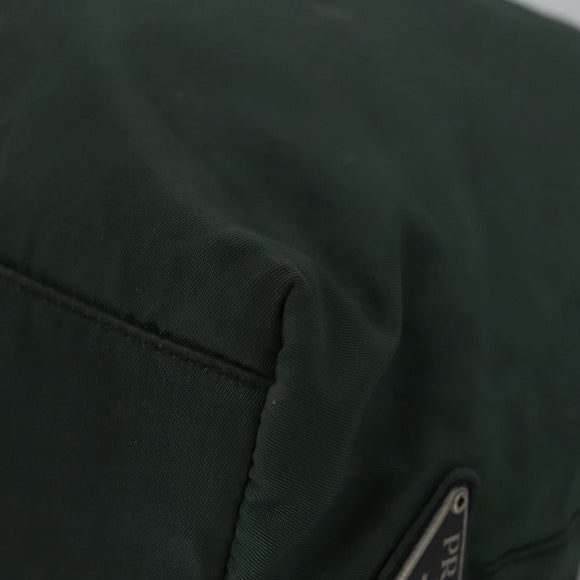 PRADA Hand Bag Nylon plastic Khaki Silver Auth bs23618