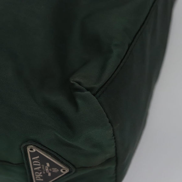 PRADA Hand Bag Nylon plastic Khaki Silver Auth bs23618