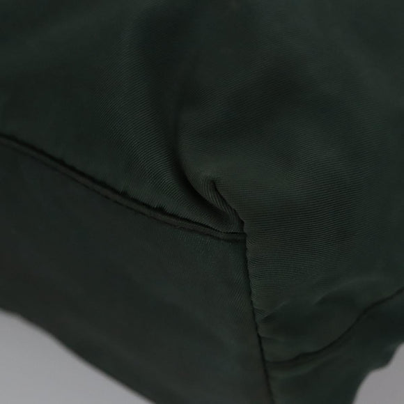 PRADA Hand Bag Nylon plastic Khaki Silver Auth bs23618