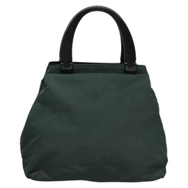 PRADA Hand Bag Nylon plastic Khaki Silver Auth bs23618 - 0