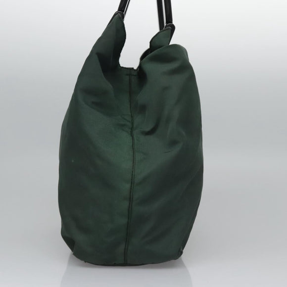 PRADA Hand Bag Nylon plastic Khaki Silver Auth bs23618