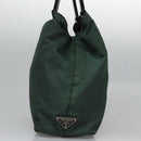 PRADA Hand Bag Nylon plastic Khaki Silver Auth bs23618-4