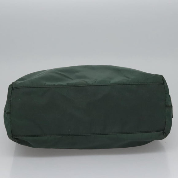 PRADA Hand Bag Nylon plastic Khaki Silver Auth bs23618