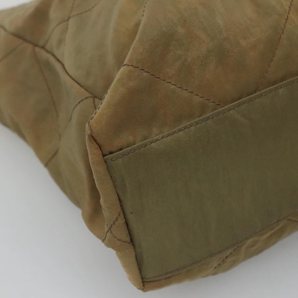 PRADA Chain Shoulder Bag Nylon Beige Gold Auth bs23630