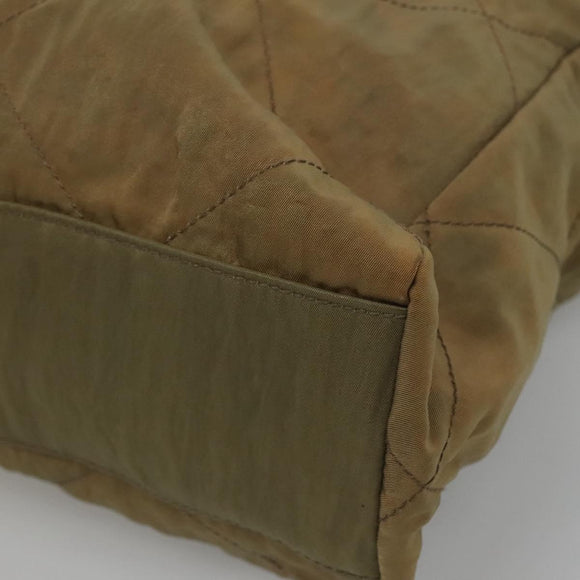 PRADA Chain Shoulder Bag Nylon Beige Gold Auth bs23630