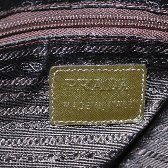 PRADA Chain Shoulder Bag Nylon Beige Gold Auth bs23630