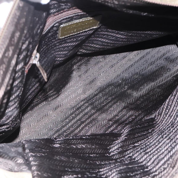 PRADA Chain Shoulder Bag Nylon Beige Gold Auth bs23630