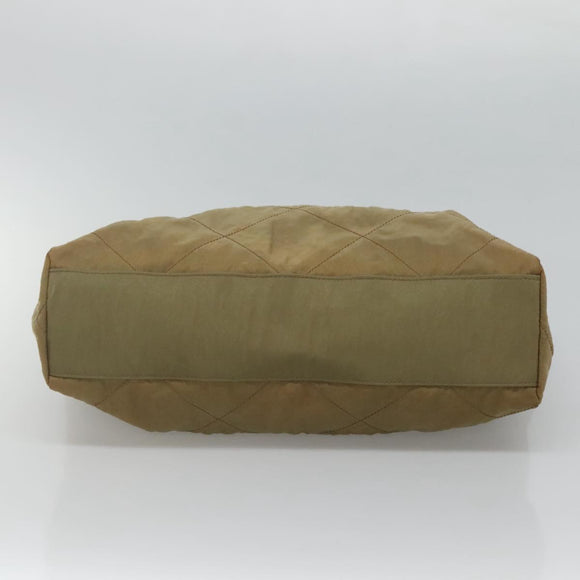 PRADA Chain Shoulder Bag Nylon Beige Gold Auth bs23630