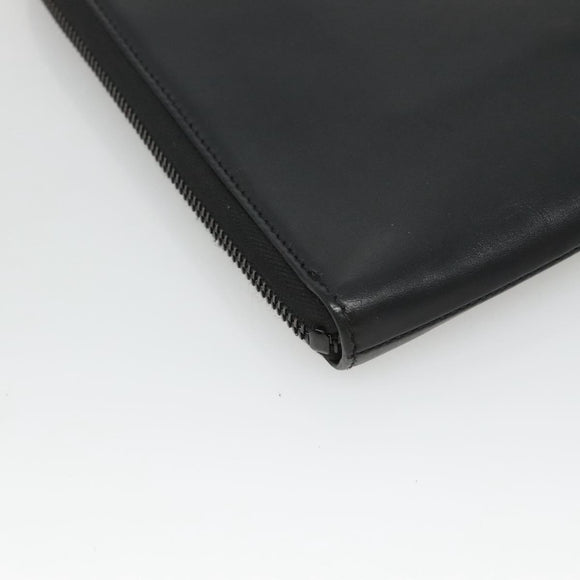 SAINT LAURENT Clutch Bag Leather Black Auth bs23631