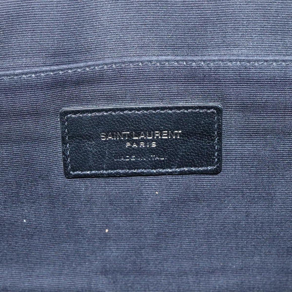 SAINT LAURENT Clutch Bag Leather Black Auth bs23631
