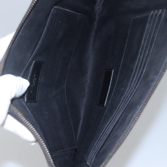SAINT LAURENT Clutch Bag Leather Black Auth bs23631
