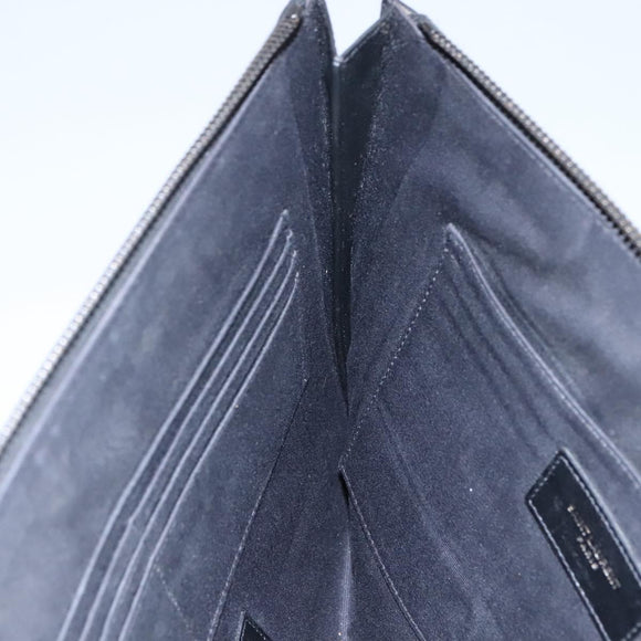 SAINT LAURENT Clutch Bag Leather Black Auth bs23631