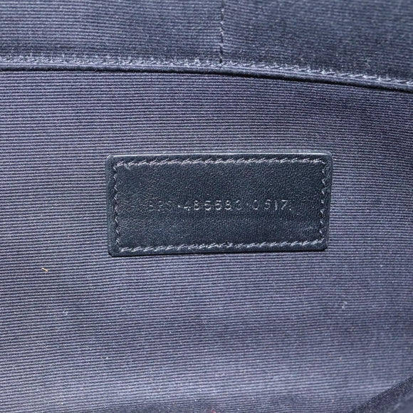 SAINT LAURENT Clutch Bag Leather Black Auth bs23631