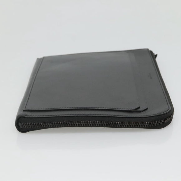 SAINT LAURENT Clutch Bag Leather Black Auth bs23631