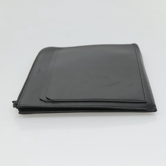 SAINT LAURENT Clutch Bag Leather Black Auth bs23631